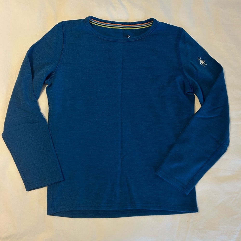 Smartwool Merino Wool 250 Baselayer Crew Top Nival Blue Heather Kids' Medium